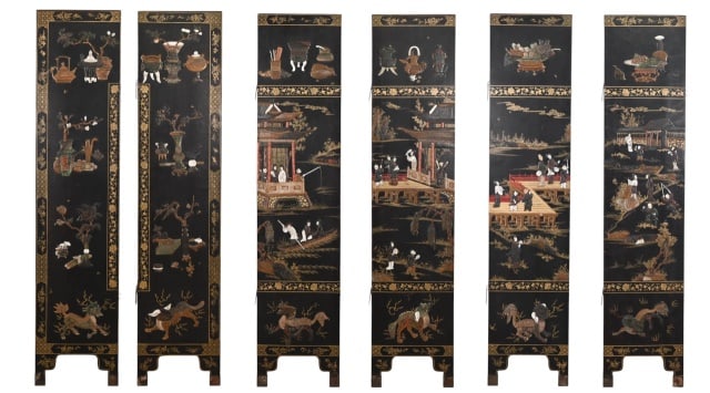 Chinese Precious Stone Inlaid Lacquered Screen (1 of 20)
