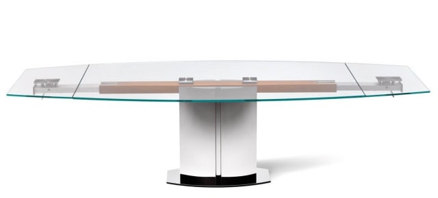 Modern Ocean Drive Cattelan Italia Dining Table: Modern Ocean Drive Cattelan Italia Extending Dining Table with Glossy Stainless Steel and Two Sliding Leaves. Table needs to assemble. Instructional sheets included.Measures 30 inches x 78.75 inches x