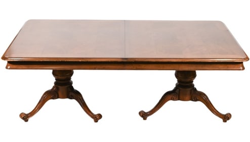 Double Pedestal Carved Dining Room Table