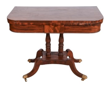 Early 19thC. William IV Carved Pedestal Card Table