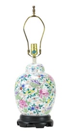 Chinese Hand Painted Porcelain Ginger Jar Lamp