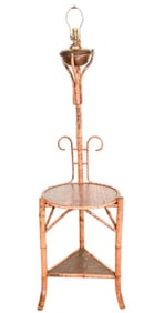 Antique Victorian Two Tier Bamboo Table Lamp