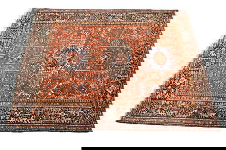 Antique Hand Knotted Heriz Hand Made Carpet: Antique Hand Knotted Heriz Hand Made CarpetMeasures 60 inches x 76 inches.