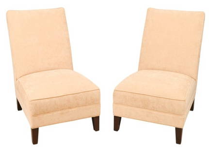 Pair Mitchell Gold Bob Williams Accent Chairs: Pair Mitchell Gold Bob Williams Custom Upholstered Accent Chairs.Measures 38 inches x 24 inches x 32 inches, seat height 17 inches.