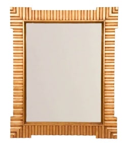 Large Hand Carved Wood Gilt Painted Floor Mirror