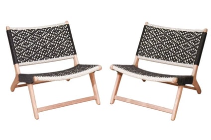2 Havana Black White All Weather Wicker Chairs