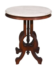 Eastlake Victorian Parlor Table w Marble Top