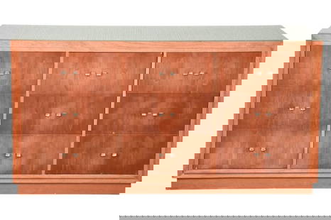 Mid C. Modern 9 Drawer Textured Glass Top Dresser: Mid Century Modern 9 Drawer Textured Glass Top Dresser.Measures 33 inches x 62 inches x 20 Inches