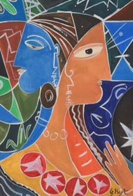 George Keyt Gouache Expressionist Painting