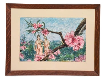 Zhou Chunya Pastel Drawing Adam and Eve
