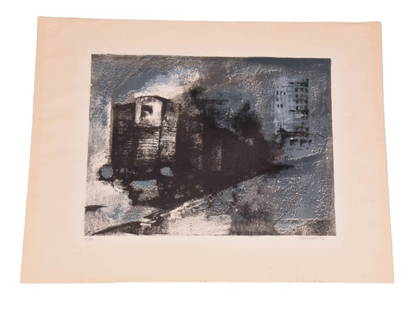 Renzo Vespignani Signed Serigraph City Scape: Renzo Vespignani, Italy 1924 - 2001, Signed and Numbered 11/210 Serigraph Expressionist Cityscape. Unframed measures 19 inches x 26 inches.