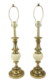 Pair Stiffel Brass & Ceramic Table Lamps