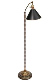 Antique Tole and Brass Library Standing Lamp