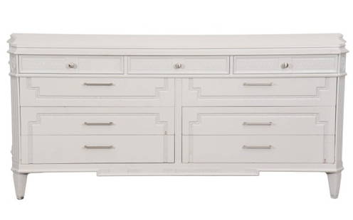 Mid Century Carved Painted 9 Drawer Wide Dresser: Mid Century Hand Carved Hand Painted 9 Drawer Wide Dresser.Measures 35 inches x 75 inches x 19 inches.