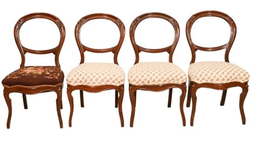Antique Victorian Style Carved Upholstered Chairs