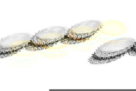 Isabella Adams Premium Crystal Napkin Rings in Box: Isabella Adams Designs Premium Crystal Napkin Rings in Original Box. Retail for $999.99. Each napkin ring measures 1 inch x 2 inches in diameter.