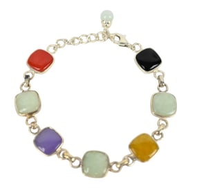 Vintage Sterling Silver & Semi Precious Bracelet