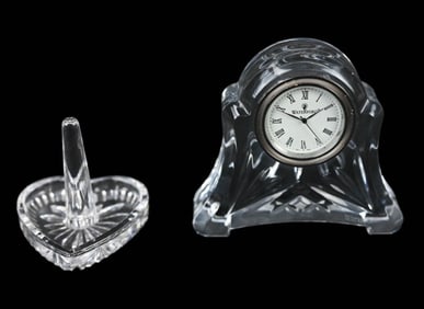 2 Waterford Crystal Vanity Item Clock, Ring Holder