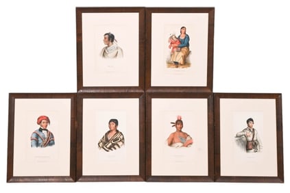 6 Antique Charles King Indian Chief Engravings