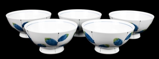5 Japanese Hasami Ware Matsuko Pottery Rice Bowls