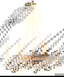 Empire Style Tole and Crystal 6 Light Chandelier