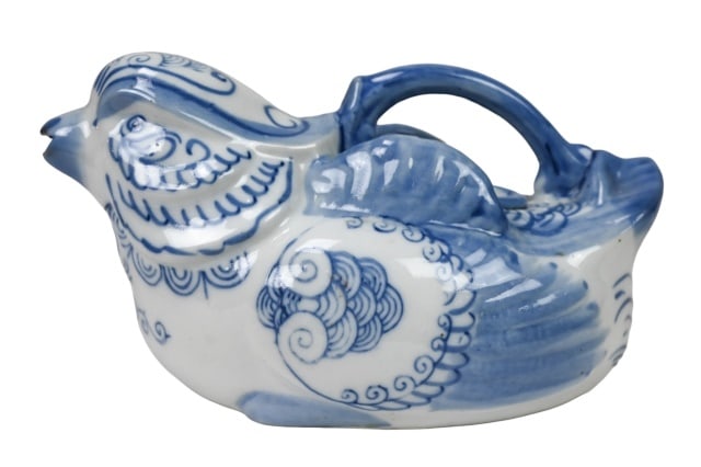 Chinese Blue and White Hand Painted Bird Tea Pot (1 of 9)