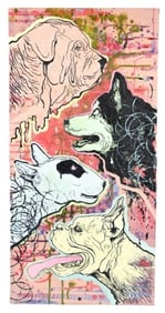 Milena Molenda Signed Oil Painting of Dog Profiles