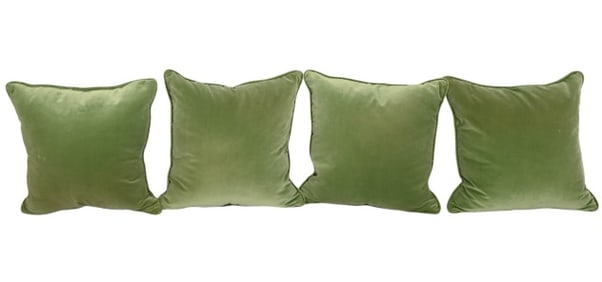 4 Custom Made Lime Green Velvet Down Pillows