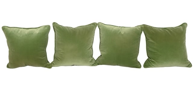 4 Custom Made Lime Green Velvet Down Pillows (1 of 6)