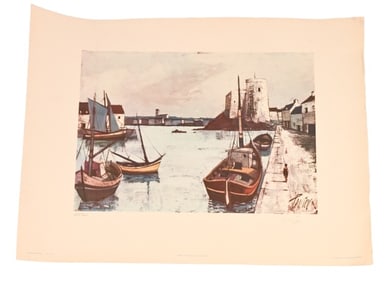 Charles Levier Signed Lithograph Port 1961
