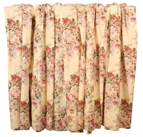 Pair Custom Made Chintz Lined Drapes w Valance