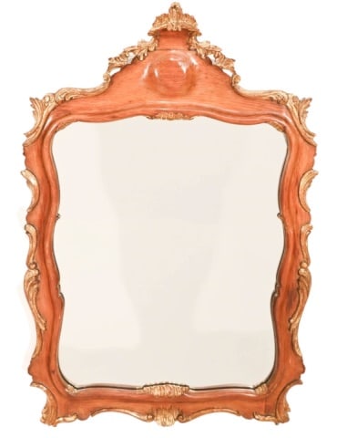 Italian Hand Carved and Gilt Wall Mirror: Italian Hand Carved and Gilt Wall Mirror.Measures 47 inches x 30 inches x 2 inches.