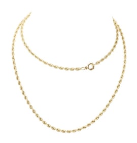 14K Yellow Gold Twisted Rope Chain Necklace