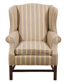 Chippendale Style Upholstered Wing Back Chair