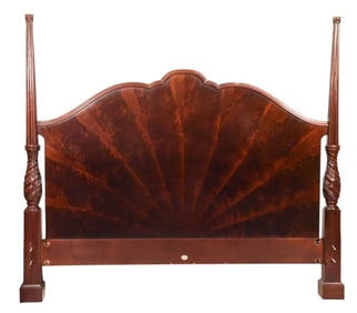 Baker Carved Tiger Mahogany King Size Bed Frame