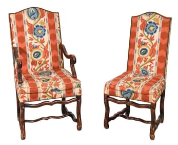 12 French Baroque Carved Upholstered Dining Chairs