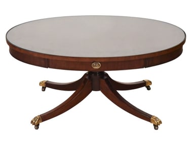 Federal Style Mahogany Glass Top Coffee Table