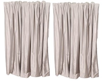 4 Custom Made Silk Lined Drape Panels in Silver