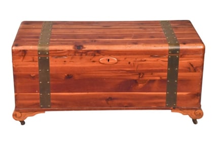 Vintage Cedar Trunk with Brass Accents