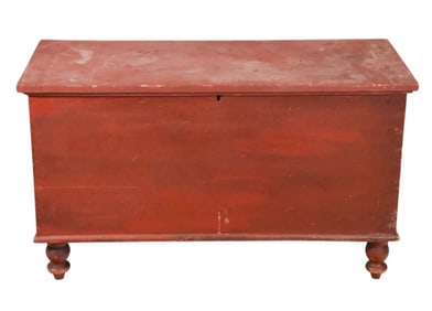Vintage Hand Painted Red Blanket Chest