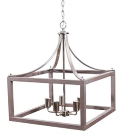 Hampton Style Box Lantern Polished Chrome Pendant