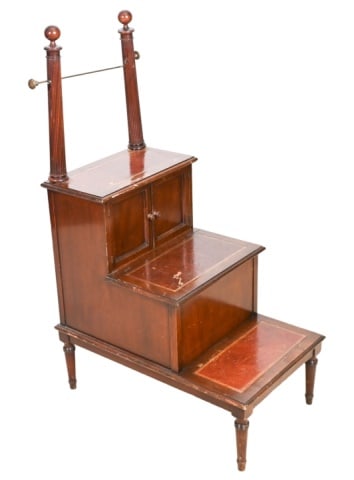 Antique English Carved Mahogany Library Steps (1 of 17)