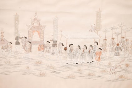 Antique Chinese Kesi Kosu 80" Embroidered Panel