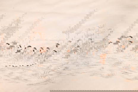 Antique Chinese Kesi Kosu 80" Embroidered Panel: Antique Chinese Kesi Kosu 80" Embroidered Forbidden Stitch Panel Featuring Emperor Procession Professionally Matted and Framed. Framed measures 81 inches x 17 inches.