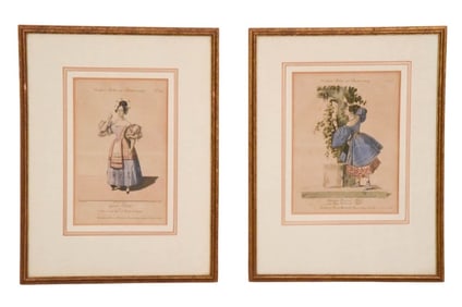 2 Antique 19th C German Opera Costume Engraving