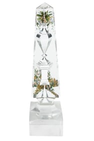 Antique Cut Crystal Prism Hand Painted Memorial