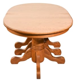 Farm Style Oak Dining Room Table with 12 Leaves