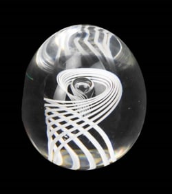Steuben Signed Swirl Crystal Art Glass Paperweight