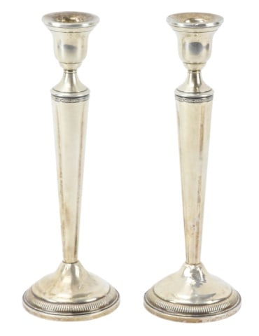 Pair Antique Sterling Silver Candlesticks (1 of 7)