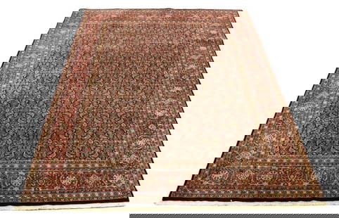 Persian Herati Hand Knotted Large Area Carpet: Persian Herati Hand Knotted Large Area Carpet in Red, Green, Black, Blue and Ivory and Red Color Ways. Measures125 inches x 96 inches.